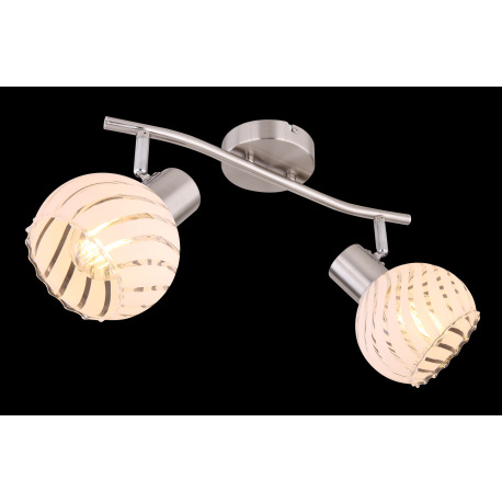 Nástenné svietidlo, nikel, sklo priehľadné biele, DxŠxV: 360x190x192, bez žiaroviek 2xE27, max. 40W 2