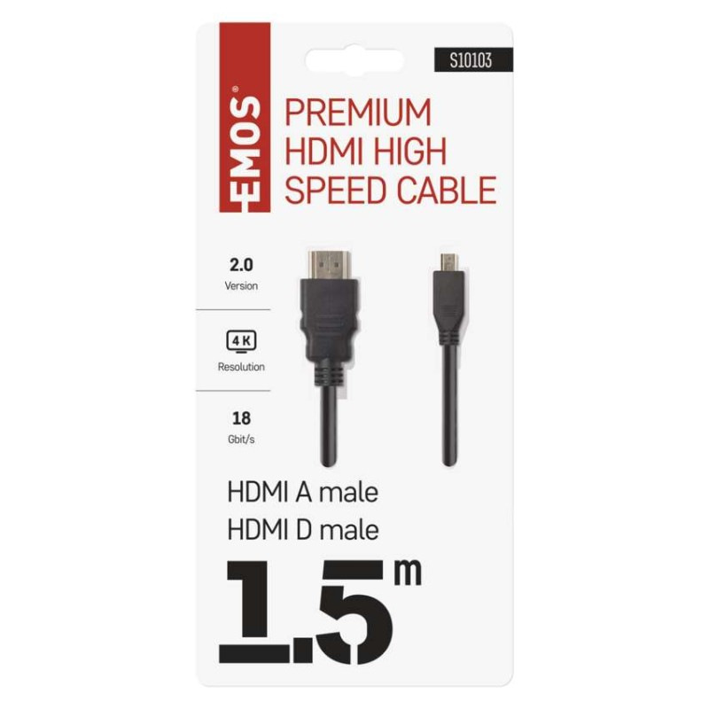 HDMI 2.0 high speed kábel A vidlica – D vidlica 1,5m 1