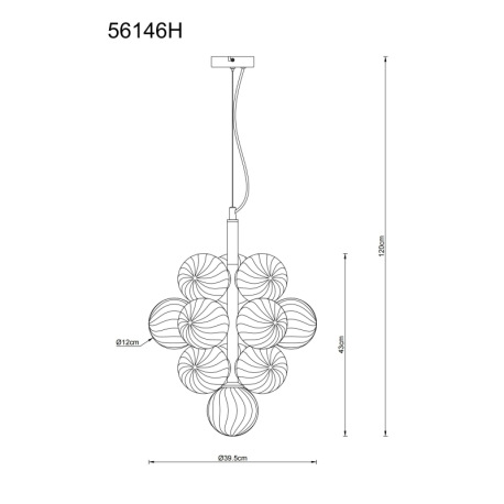 Závesná lampa, matný čierny kov, jantárové sklenené gule, čierny PVC kábel, výškovo nastaviteľná, ø: 6