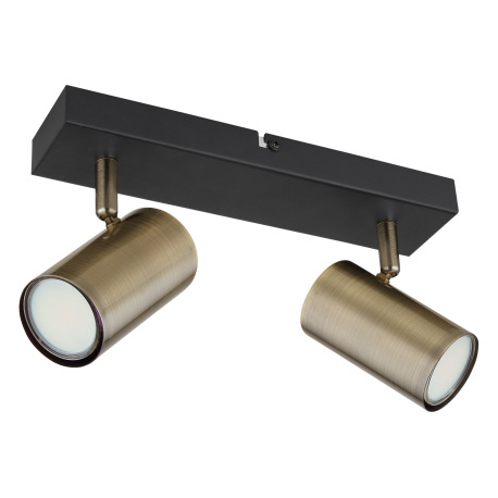 Nástenné svietidlo, kov čierny, mosadz, DxŠxV:260x60x120mm, bez žiaroviek 2x GU10, max. 35W 230V 9