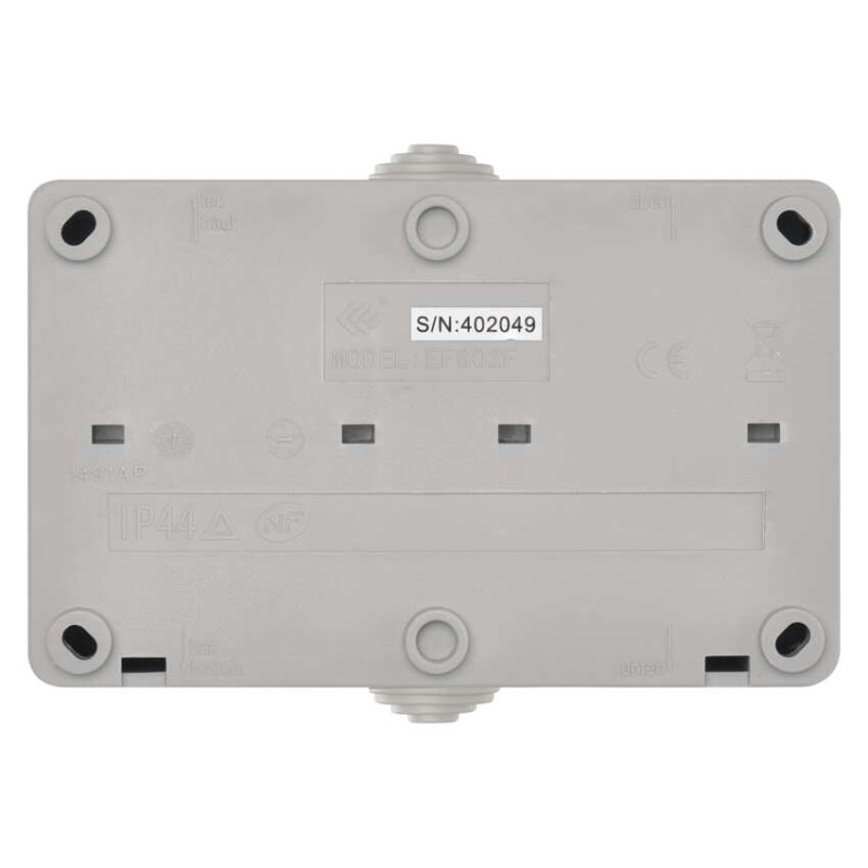 Zásuvka nástenná dvojitá, šedo-čierna, IP44 2