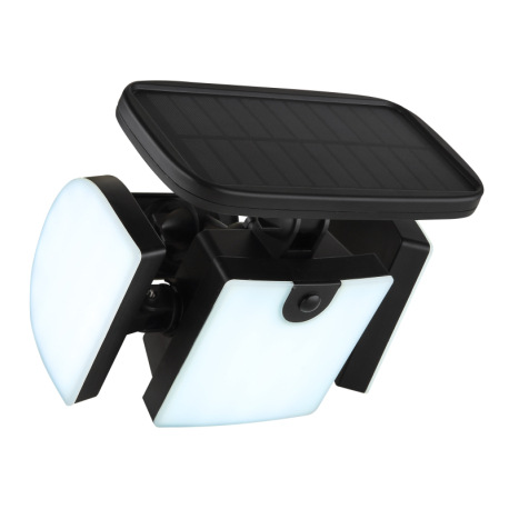 Solárne svietidlo, plast čierny, polykarbonát biely, vypínač, nastaviteľné, vrátane batérií CR18650 13
