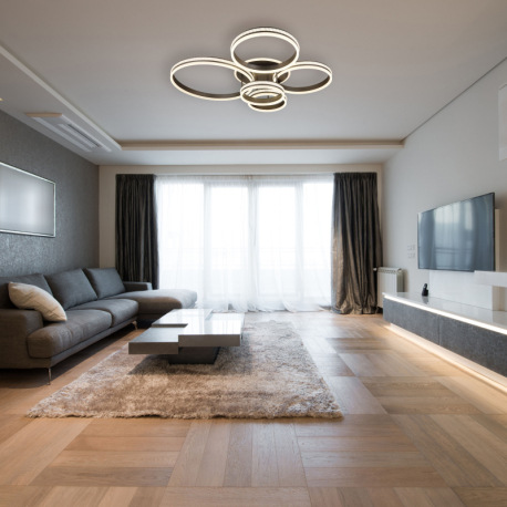 Stropné svietidlo, kov/hliník titán, akryl biely, stmievateľné, niekoľko úrovní pomocou nástenného v 10