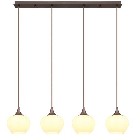 Závesné svietidlo, kov farba kávy, sklo biele, textilný kábel čierny, DxŠxV: 1000x180x1200mm, bez ži 3