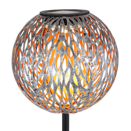 Solárne svietidlo, kov strieborný, zlatý, čierny, s hrotom do zeme, s ozdobným dierovaním, IP44, vyp 13