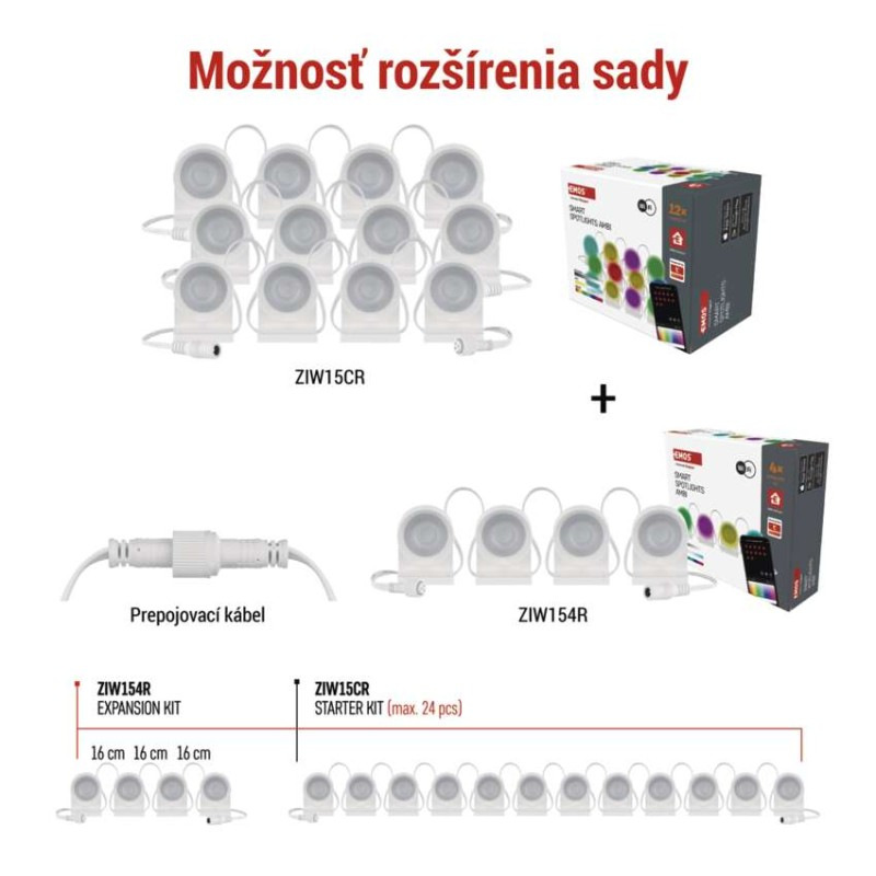 GoSmart LED reflektor - 85 cm reťaz, 4 časti, 7 W, RGBIC+CCT, stmievateľný, WiFi 1