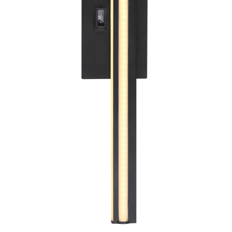 Nástenné svietidlo, kov, hliník čierny matný, plast opál satinovaný, IP44, vypínač, ŠxV:100x610, H:6 4