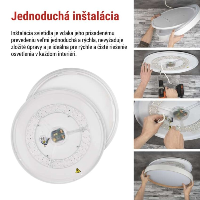LED nástenné svietidlo ILVI, kruhové 45 W, stmievateľné so zmenou CCT, biela + drevo 4