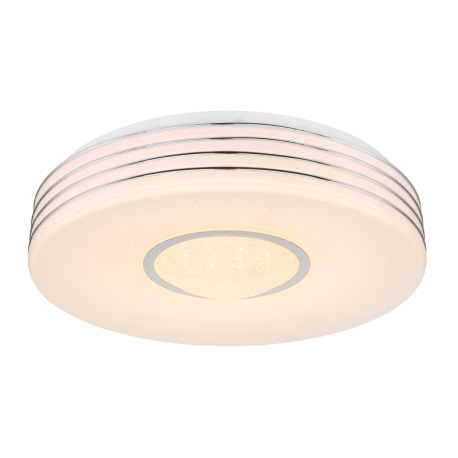 Stropné svietidlo, kov biely, akryl opál, chróm, malé priehľadné krištále, trblietavý efekt, stmieva 13