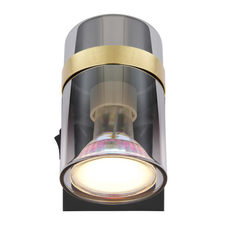 Nástenné svietidlo, kov čierny matný, dymové sklo s prechodom do priehľadného skla, kov mosadz, kolí 13