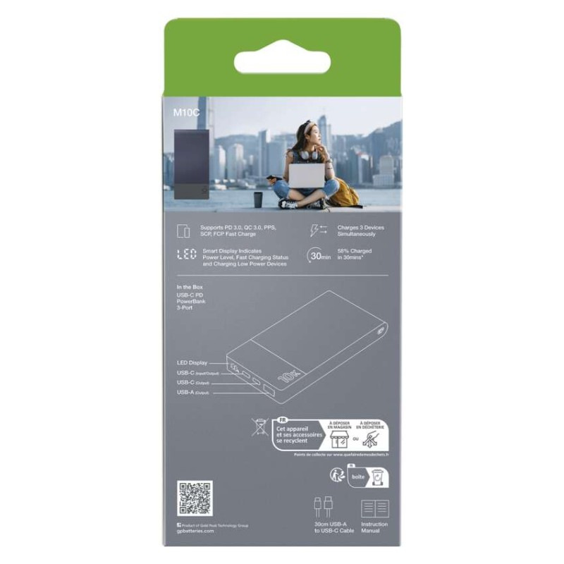 Power bank GP M2+ Series, 10 000 mAh, 22,5 W, modrá 4
