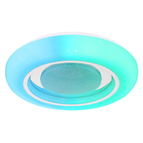 Stropné svietidlo, kov biely, akryl opál, chróm, stmievateľné, viackrokové ovládanie cez nástenný vy 16