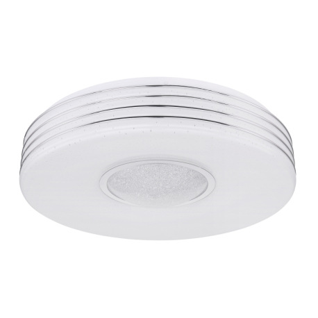 Stropné svietidlo, kov biely, akryl opál, chróm, malé priehľadné krištále, trblietavý efekt, stmieva 10