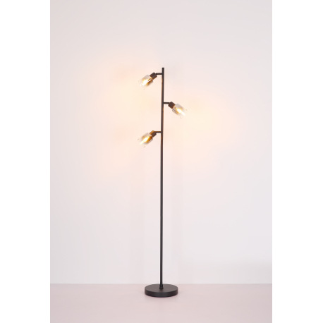 Stolová lampa, kov čierny matný, dymové sklo s prechodom do priehľadného skla, kábel PVC čierny, kol 6