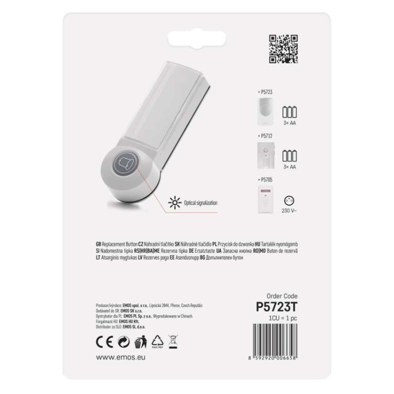 Vonkajšie tlačidlo pre domový bezdrôtový zvonček P5723 na 1x CR2032 5