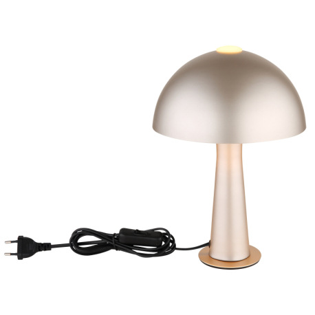 Stolná lampa z kovu v matnej cappuccino farbe, kábel z čierneho PVC, kolískový vypínač na kábli, ø: 12