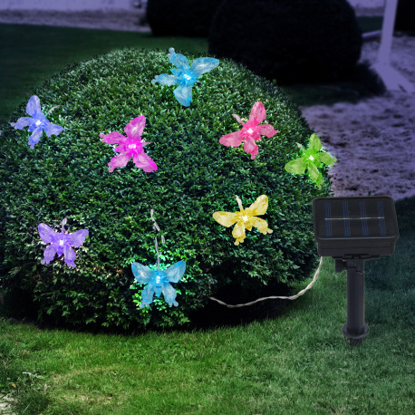 Solárne svietidlo, plast čierny, plast transparentný, dĺžka 4,6 m, IP44, menič farieb, akumlátor AA