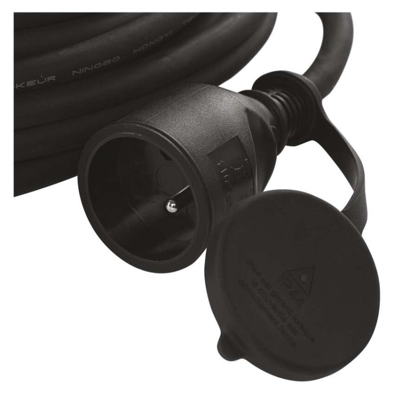 Vonkajší predlžovací kábel 20 m / 1 zásuvka / čierny / guma-neoprén / 230 V / 1,5 mm2 10