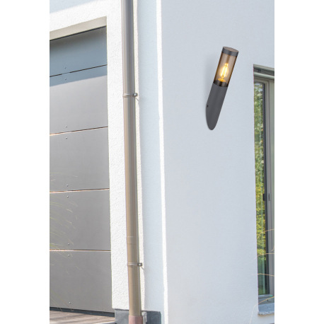 Vonkajšie svietidlo z nehrdzavejúcej ocele antracitovej farby, plast dymovej farby, smer svetla: nah 10