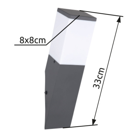 Vonkajšie svietidlo, nerez antracit, plast biely, IP44, ŠxV: 80x330mm, H: 165mm, bez žiarovky 1x E27 8