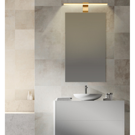 Nástenné svietidlo kov mosadz matná, akryl biely, IP44, ŠxV: 608x80mm, H: 150mm, vrátane LED 10W 230 7