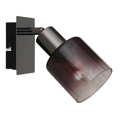 Nástenné svietidlo, kov čierny chróm, sklo medenej farby a priehľadné, kolískový spínač na výrobku, 13