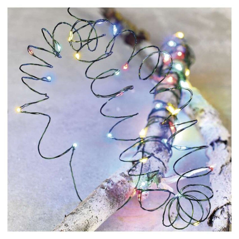 LED vianočná nano reťaz zelená, 7,5 m, vonkajšia aj vnútorná, multicolor, časovač 4