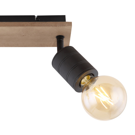 Nástenné svietidlo, drevo hnedé, kov čierny, DxŠxV:310x100x180, bez žiaroviek 2xE27, max. 60W 230V 7