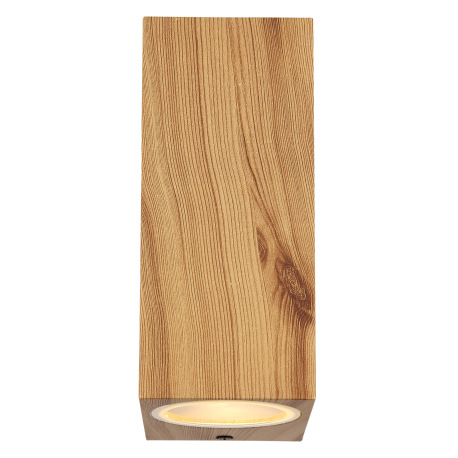 Vonkajšie svietidlo hliník imitácia dreva, číre sklo, smer svetla: hore a dole, IP44, ŠxV: 68x150mm, 10