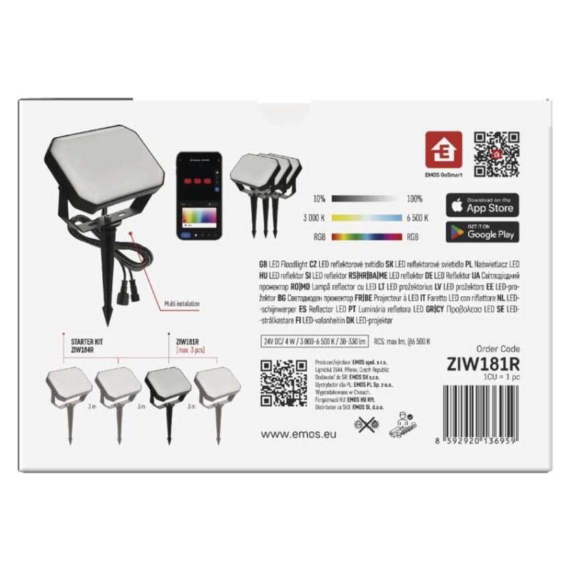 GoSmart vonkajší LED reflektor, rozširujúca sada, 1 kus, 4 W, RGBIC stmievateľný, WiFi 7