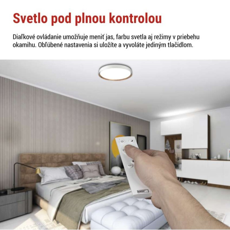LED nástenné svietidlo ILVI, kruhové 45 W, stmievateľné so zmenou CCT, biela + drevo 5