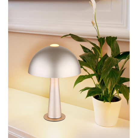 Stolná lampa z kovu v matnej cappuccino farbe, kábel z čierneho PVC, kolískový vypínač na kábli, ø: 9