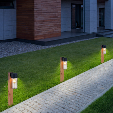 Vonkajšie svetlo nerezová oceľ imitácia dreva, nerezová oceľ čierna matná, sklo dymové, smer svetla: 1