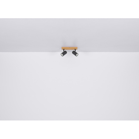 Stropné svietidlo, kov grafit/čierny/vzhľad dreva, DxŠxV:560x60x120mm, bez žiaroviek 4x GU10, max. 3 8