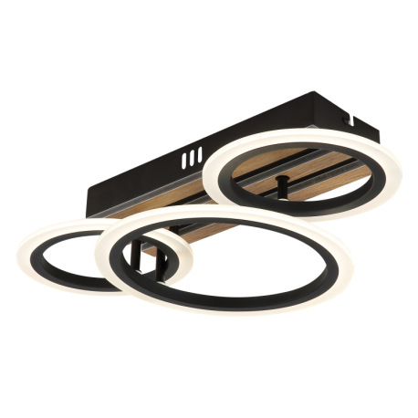 Stropné svietidlo, kov čierny matný, MDF s tmavým dreveným efektom, plast biely, niekoľko úrovní pom 7