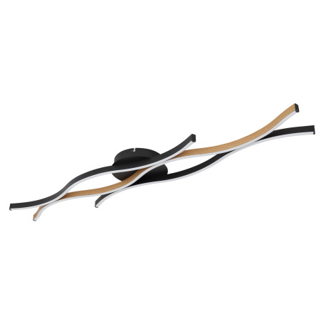 Stropné svietidlo kov čierny mat, plast biely, hliník čierny mat, hliník imitácia dreva, DxŠxV: 1080 10