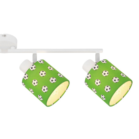 Stropné svietidlo, kov biely, chróm, plast zelený a biely, futbalový vzor, pohyblivé, bez žiaroviek 10