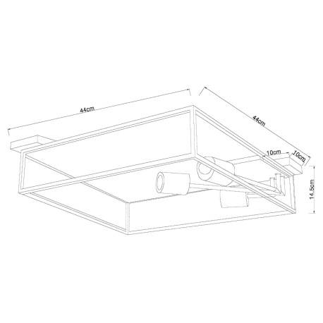 Stropné svietidlo, kov čierny, drevo, DxŠxV:440x440x145, bez žiaroviek 3xE27, max. 60W 230V 8