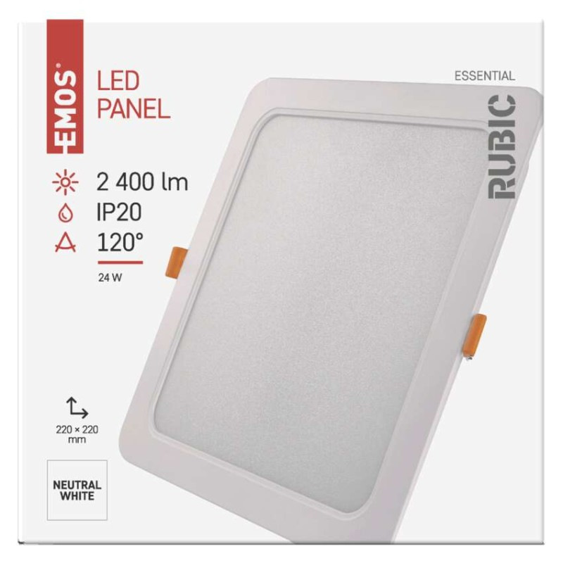 LED vstavané svietidlo RUBIC, štvorcové, biely, 24W, neutrálna biela 5