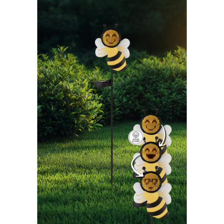 Solárne svietidlo, kov biely/žltý/čierny matný, plast čierny matný, vypínač, batéria súčasťou baleni 12