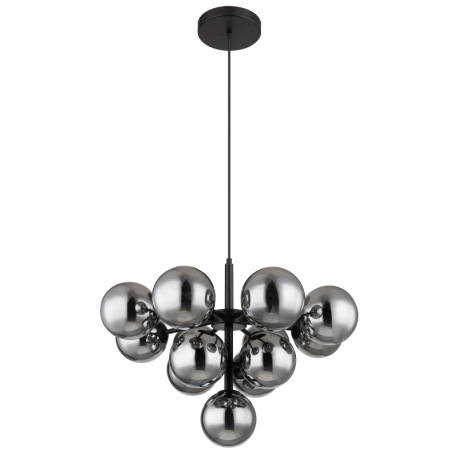 Závesné svietidlo, kov čierny, sklenené gule dymovej farby, textilný kábel čierny, výškovo nastavite 9