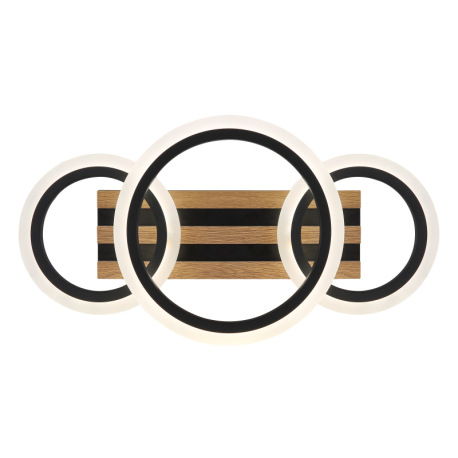 Stropné svietidlo, kov čierny matný, MDF s tmavým dreveným efektom, plast biely, niekoľko úrovní pom 14