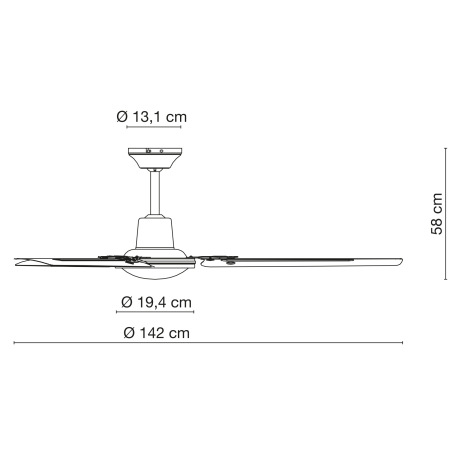 Stropný ventilátor, kov biely, 3 rýchlosti, len jeden smer, maximálny výkon motora 70W, optimálne vy 11
