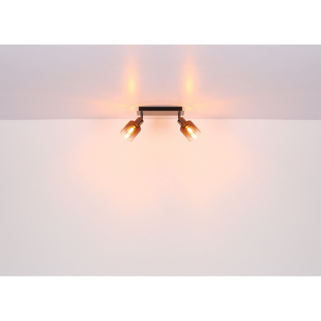 Nástenné svietidlo, kov čierny chróm, sklo medenej farby a priehľadné, kolískový spínač na výrobku, 18