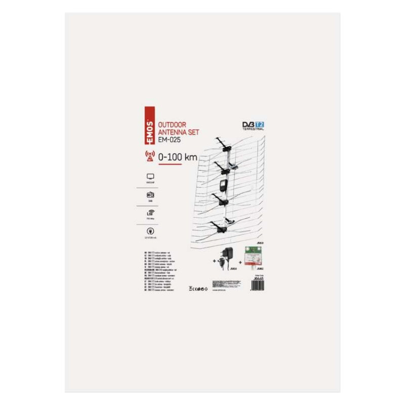 Anténa vonkajšia EM-025, 0–100 km, DVB-T2, DAB, filter LTE/4G 2