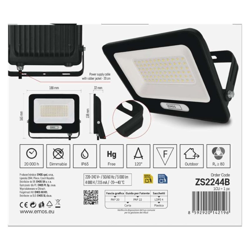 LED reflektor GLARO 50W, čierny, IP65, 5000 lm, neutrálna biela 14