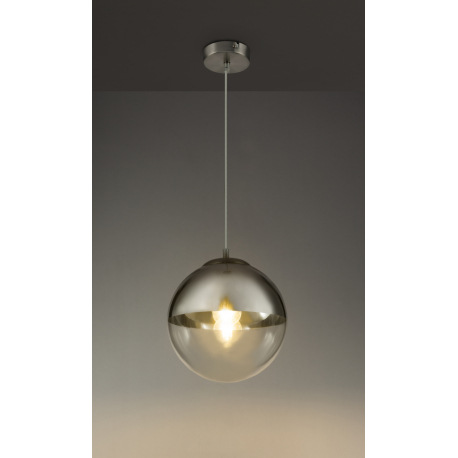 Závesné svietidlo, kov nikel matný, sklo priehľadné chróm, Ø300, V:1200, bez žiarovky 1xE27, max. 40 5