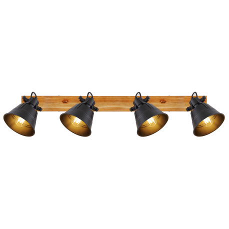 Stropné svietidlo, drevo hnedé zlato patinované, kov čierny, vzhľad dubového dreva, ŠxV:820x140, H:1 10