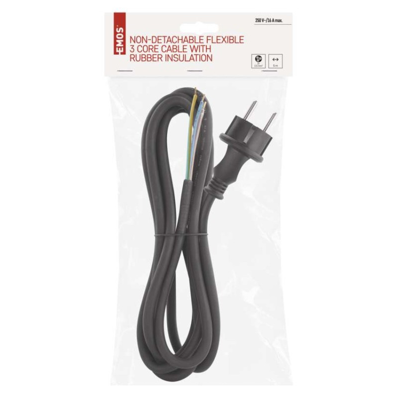 Flexo šnúra gumová 3× 2,5mm2, 5m, čierna 1