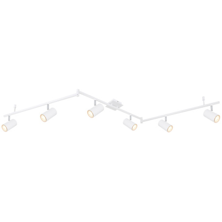 Stropné svietidlo, kov biely matný, nastaviteľné, DxŠxV: 1800x100x185mm, bez žiaroviek 6x GU10, max.